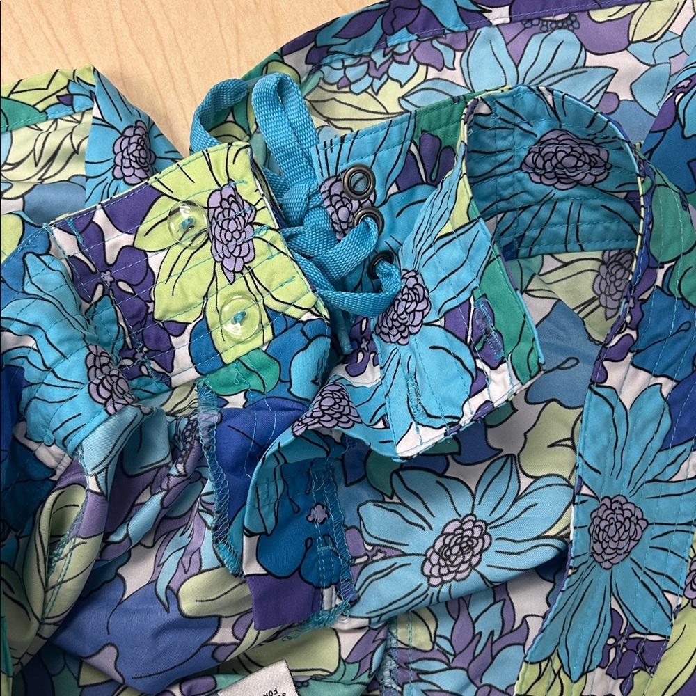 Against the Elements Floral Blue & Green Swim/Beach Shorts Size 4 - Picture 5 of 5
